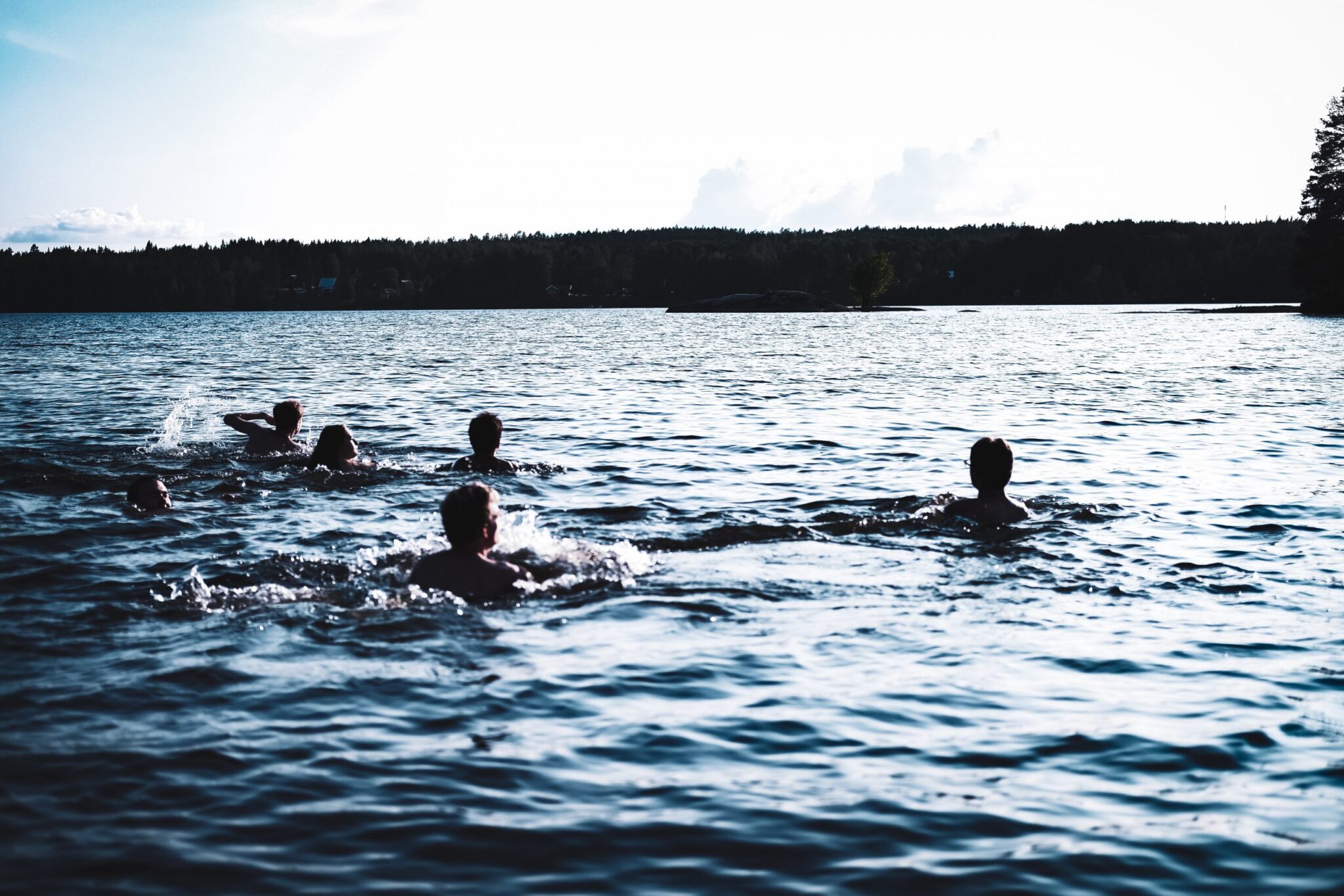 Swimmers in a lake