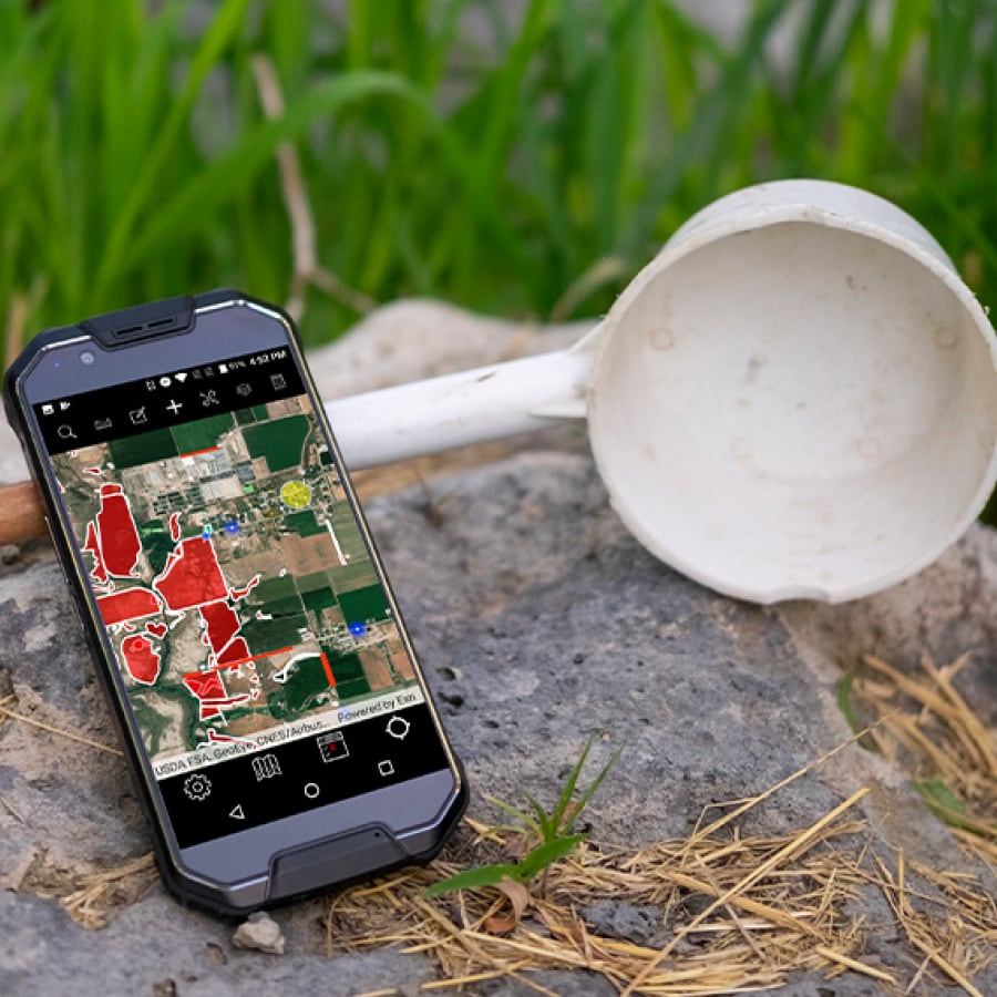 FieldSeeker Mobile App on an iphone in the field