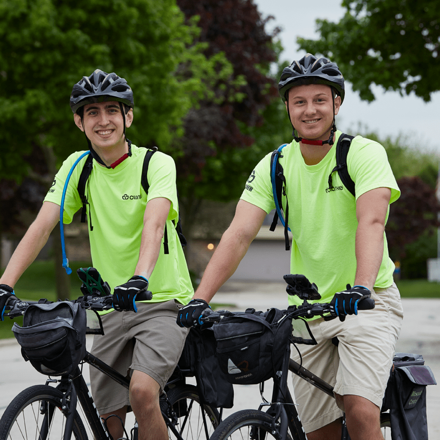two bike crew members