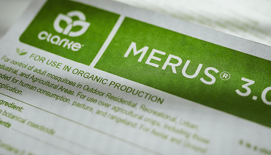 A close up of the Merus label