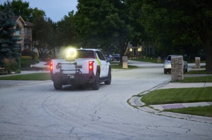 An Electric Truck Spraying Adult Mosquitoes With An Electric ULV Sprayer 3